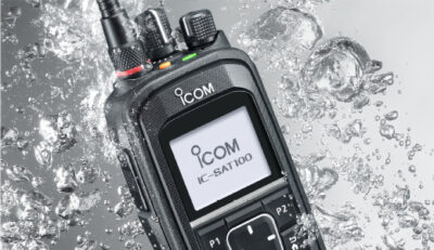 Image of Icom IC-SAT100 radio in water.